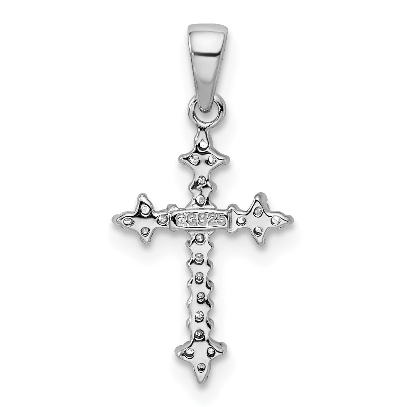 Sterling Silver Rhodium Diamond Cross Pendant