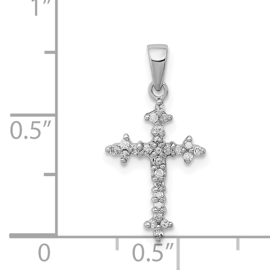 Sterling Silver Rhodium Diamond Cross Pendant