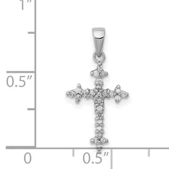 Sterling Silver Rhodium Diamond Cross Pendant