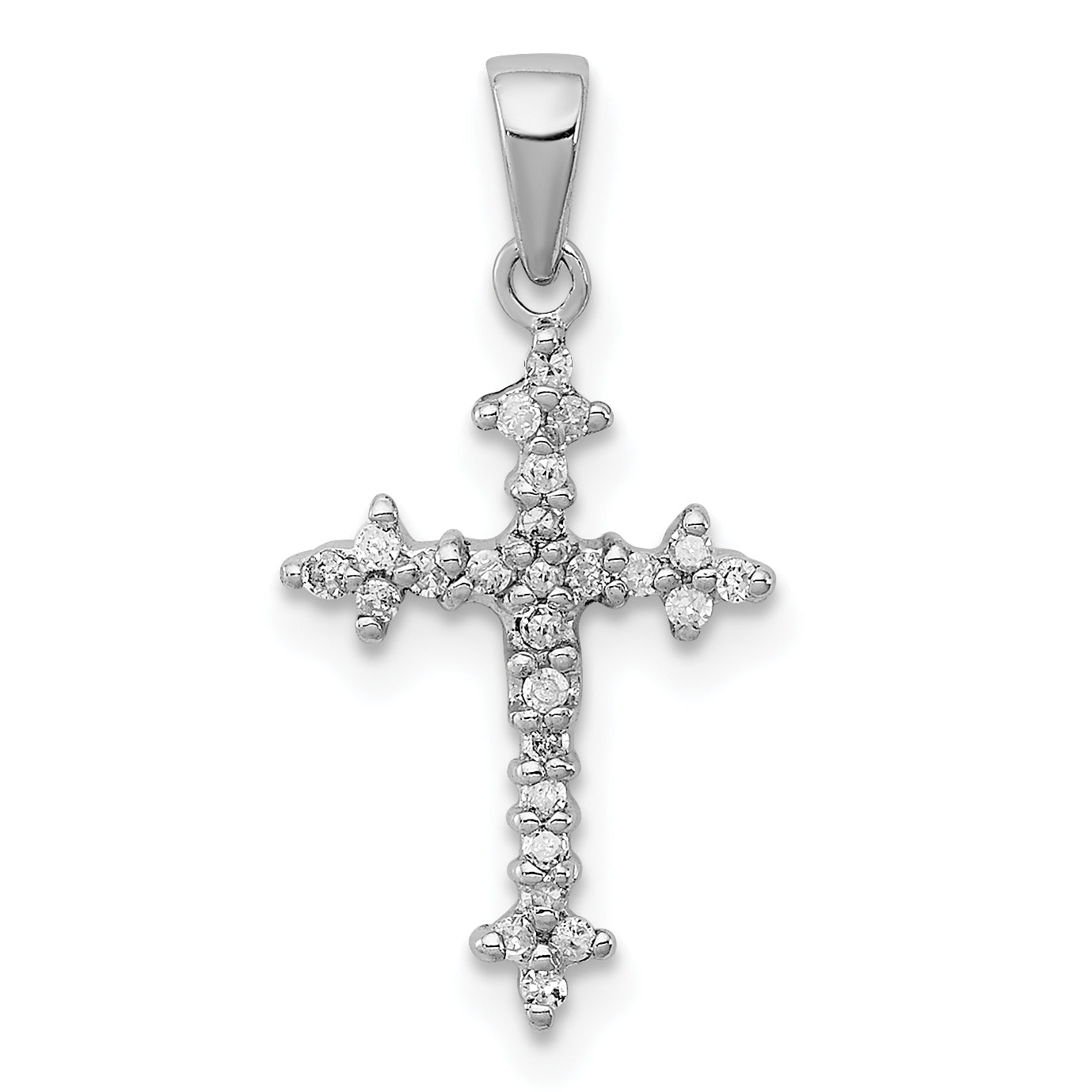 Sterling Silver Rhodium Diamond Cross Pendant