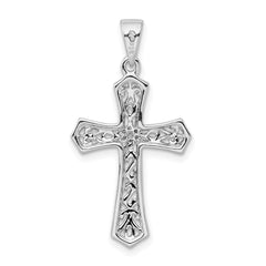 Sterling Silver Rhodium Diamond Cross Pendant