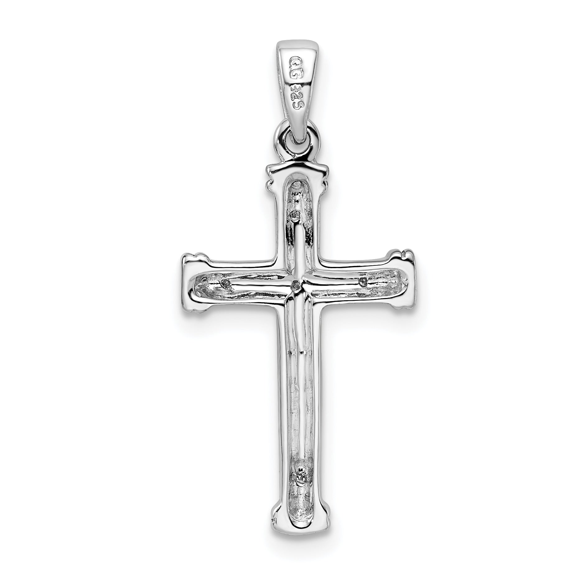 Sterling Silver Rhodium Diamond Cross Pendant