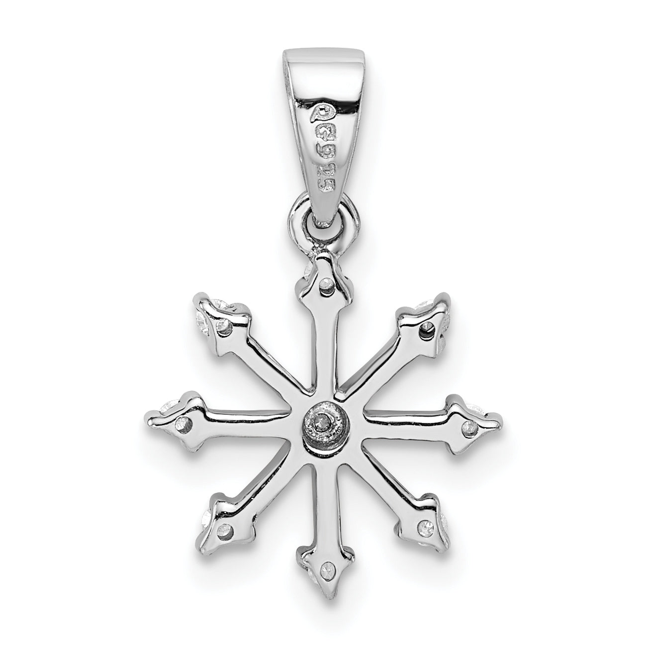 Sterling Silver Rhodium Snowflake Pendant