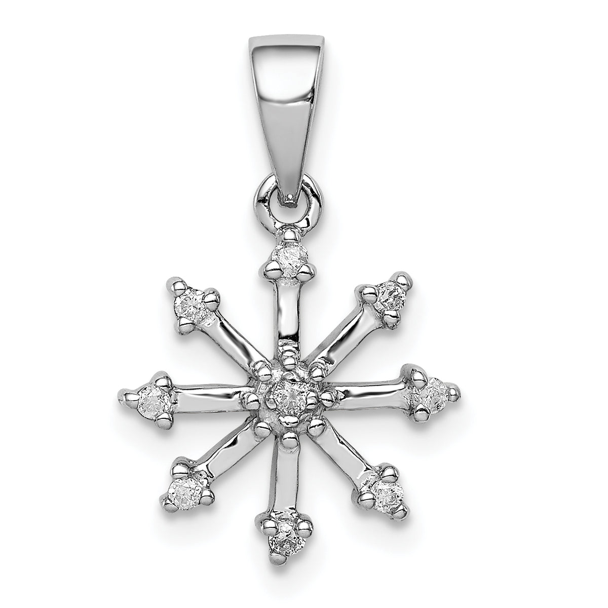 Sterling Silver Rhodium Snowflake Pendant