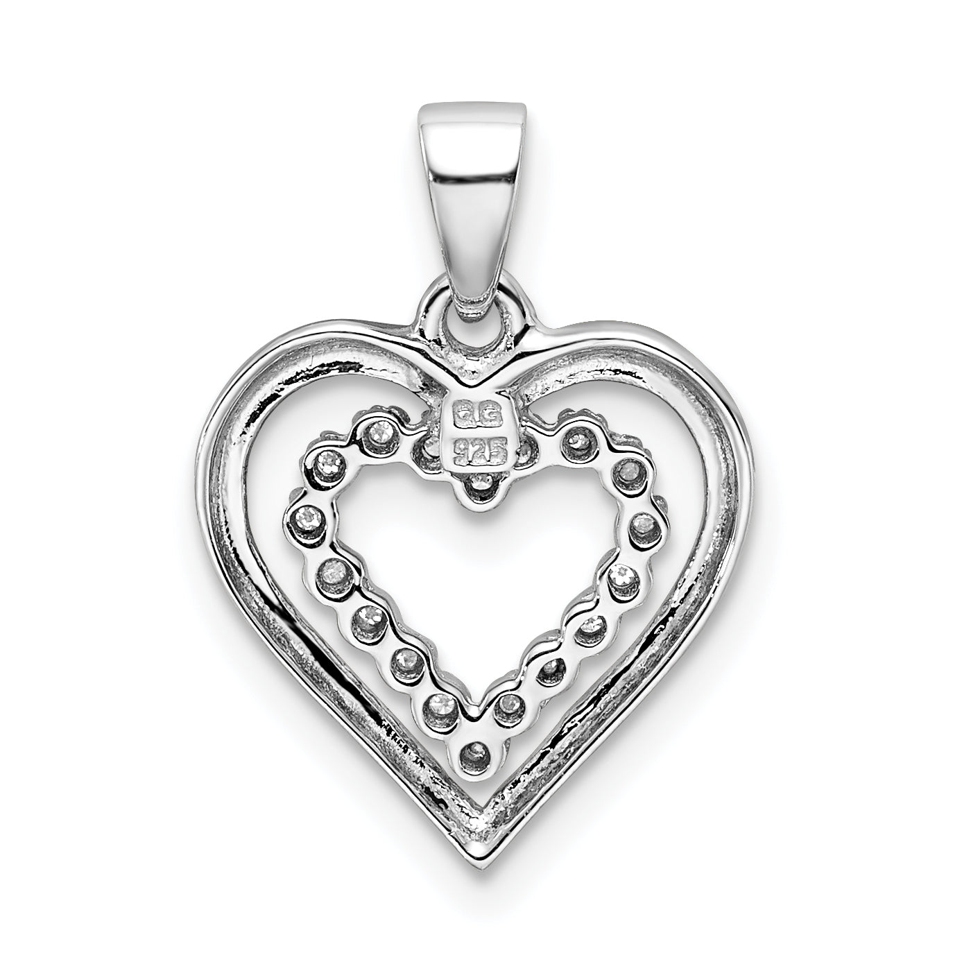 Sterling Silver Rhodium-Plated Diamond Heart Pendant