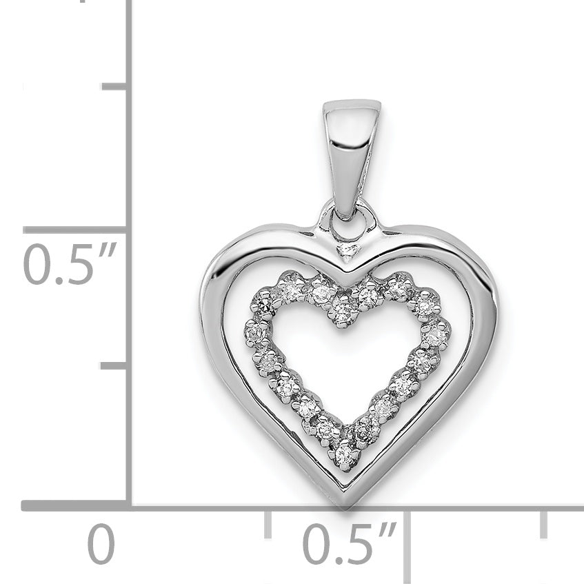 Sterling Silver Rhodium-Plated Diamond Heart Pendant