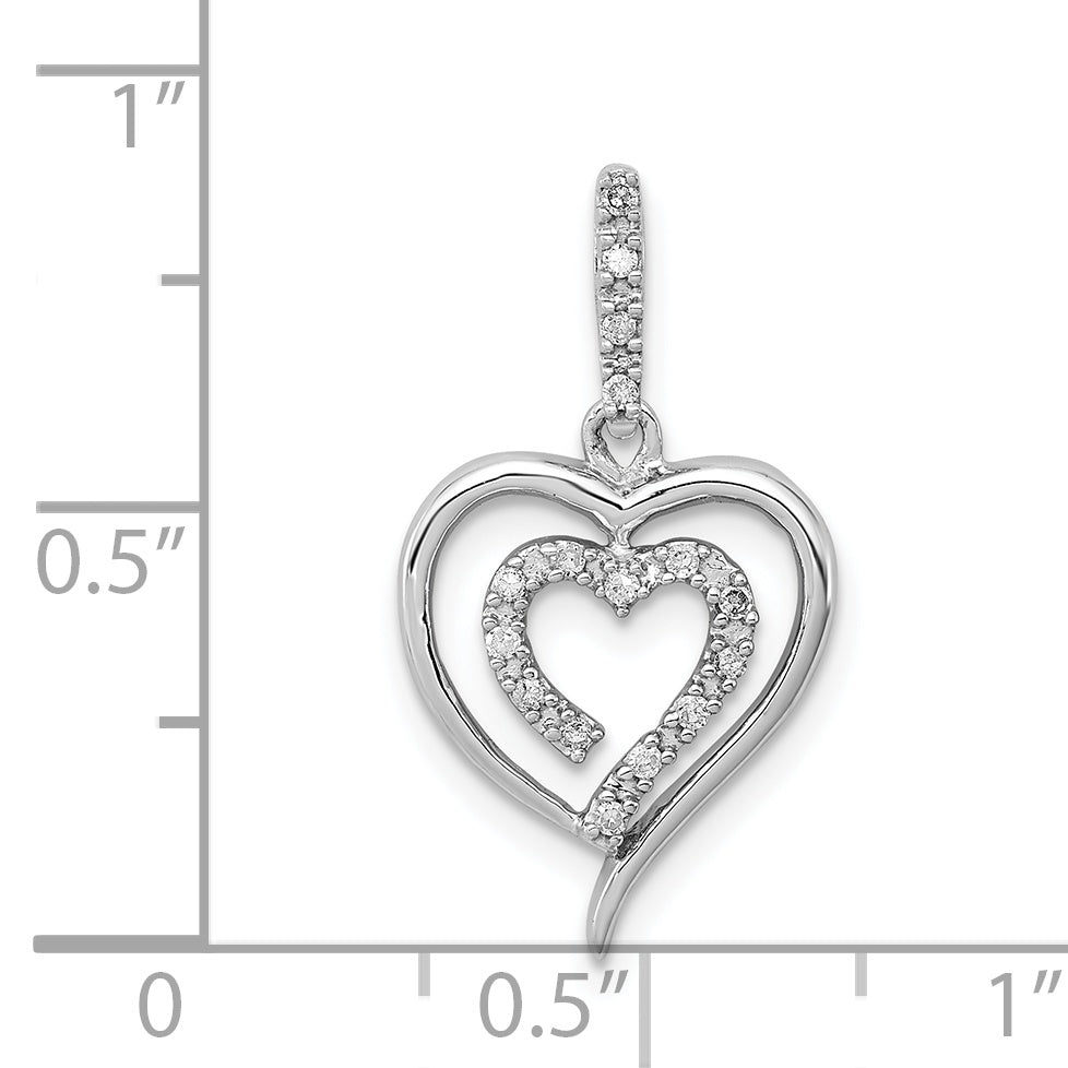 Sterling Silver Rhodium Diam. Heart Pendant