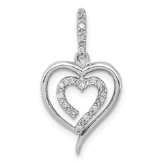 Sterling Silver Rhodium Diam. Heart Pendant