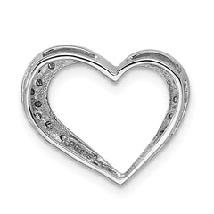 Sterling Silver Rhodium Diamond Heart Chain Slide