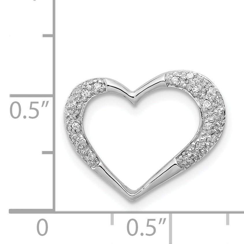 Sterling Silver Rhodium Diamond Heart Chain Slide