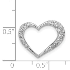 Sterling Silver Rhodium Diamond Heart Chain Slide