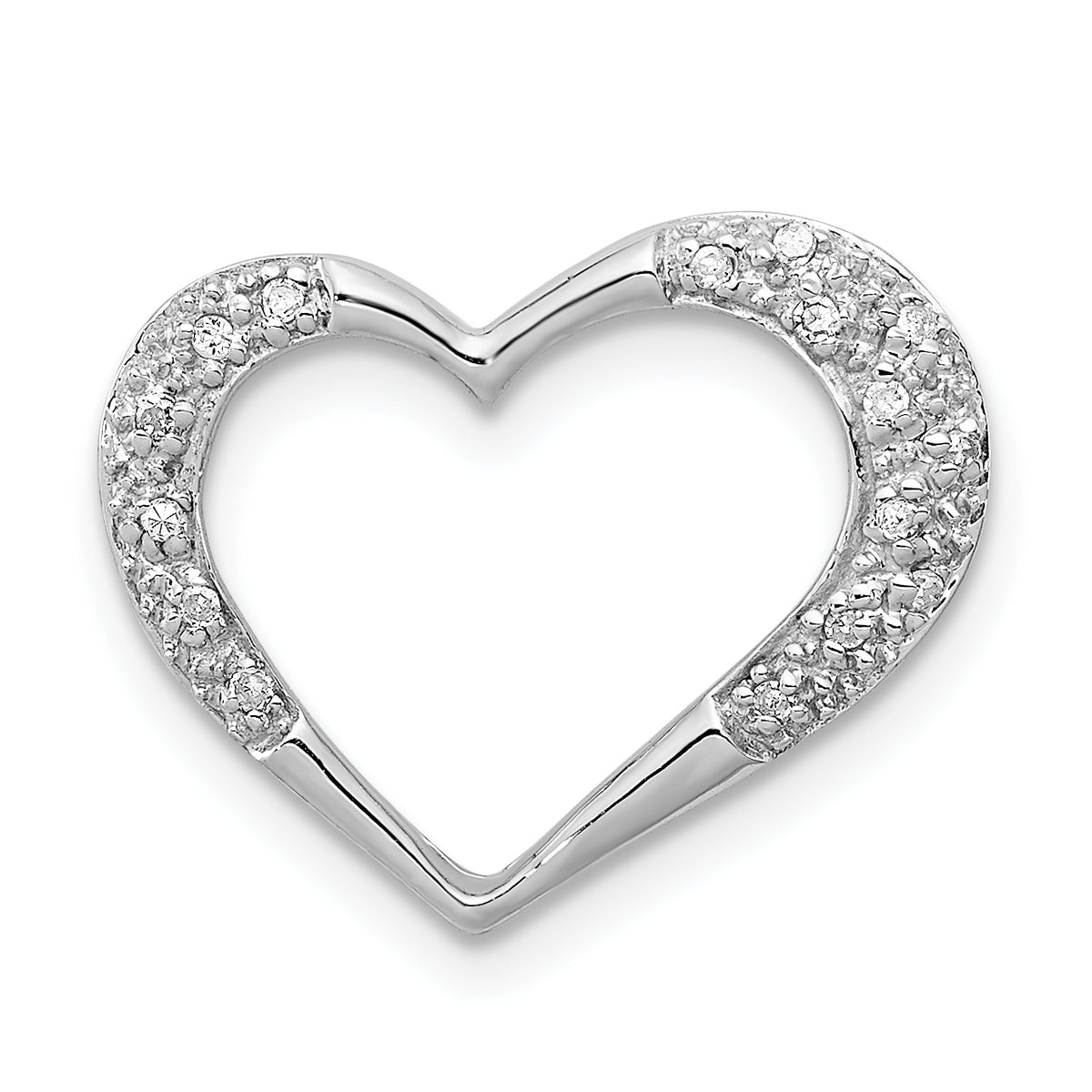 Sterling Silver Rhodium Diamond Heart Chain Slide