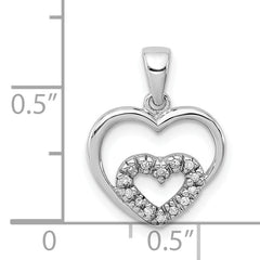 Sterling Silver Diamond Rhodium Heart Pendant