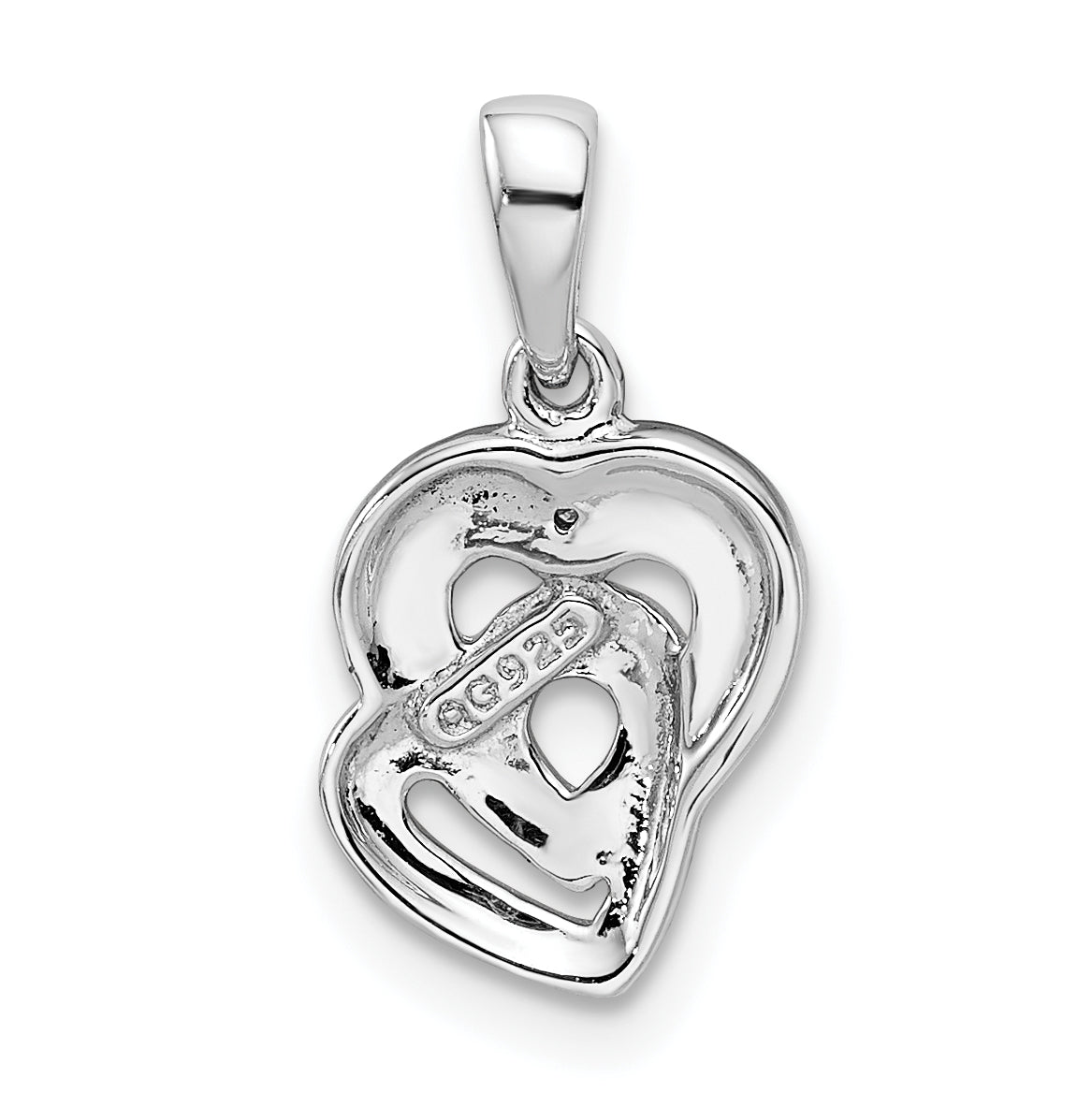 Sterling Silver Rhodium Diam. Accent Heart Pendant