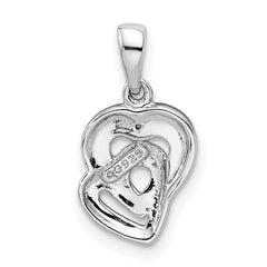 Sterling Silver Rhodium Diam. Accent Heart Pendant