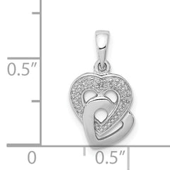 Sterling Silver Rhodium Diam. Accent Heart Pendant