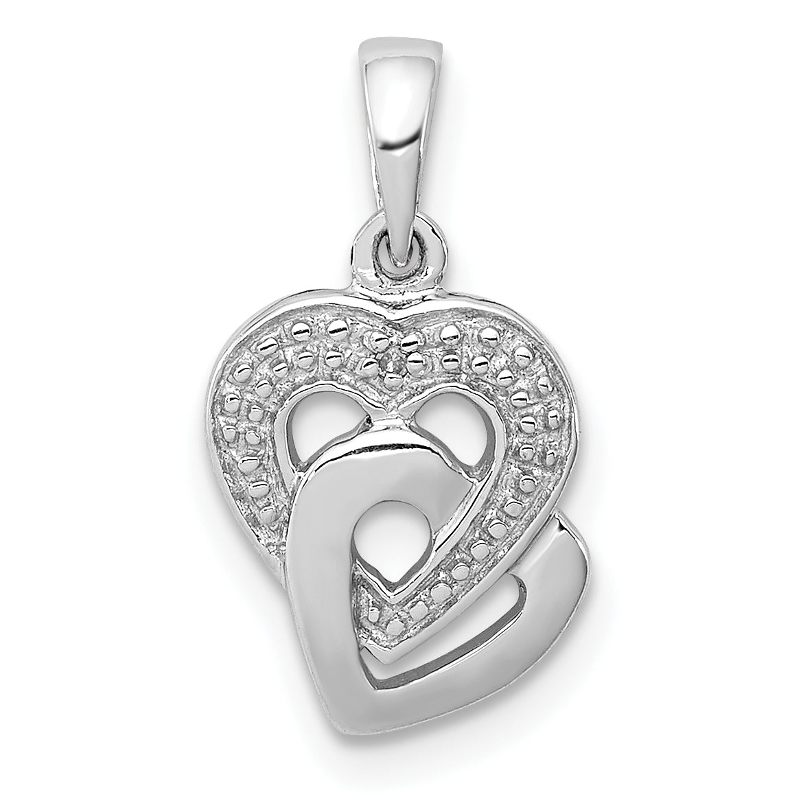 Sterling Silver Rhodium Diam. Accent Heart Pendant