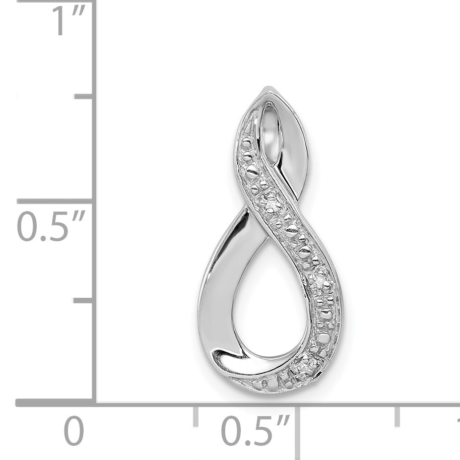 Sterling Silver Rhodium Diamond Figure-8 Chain Slide