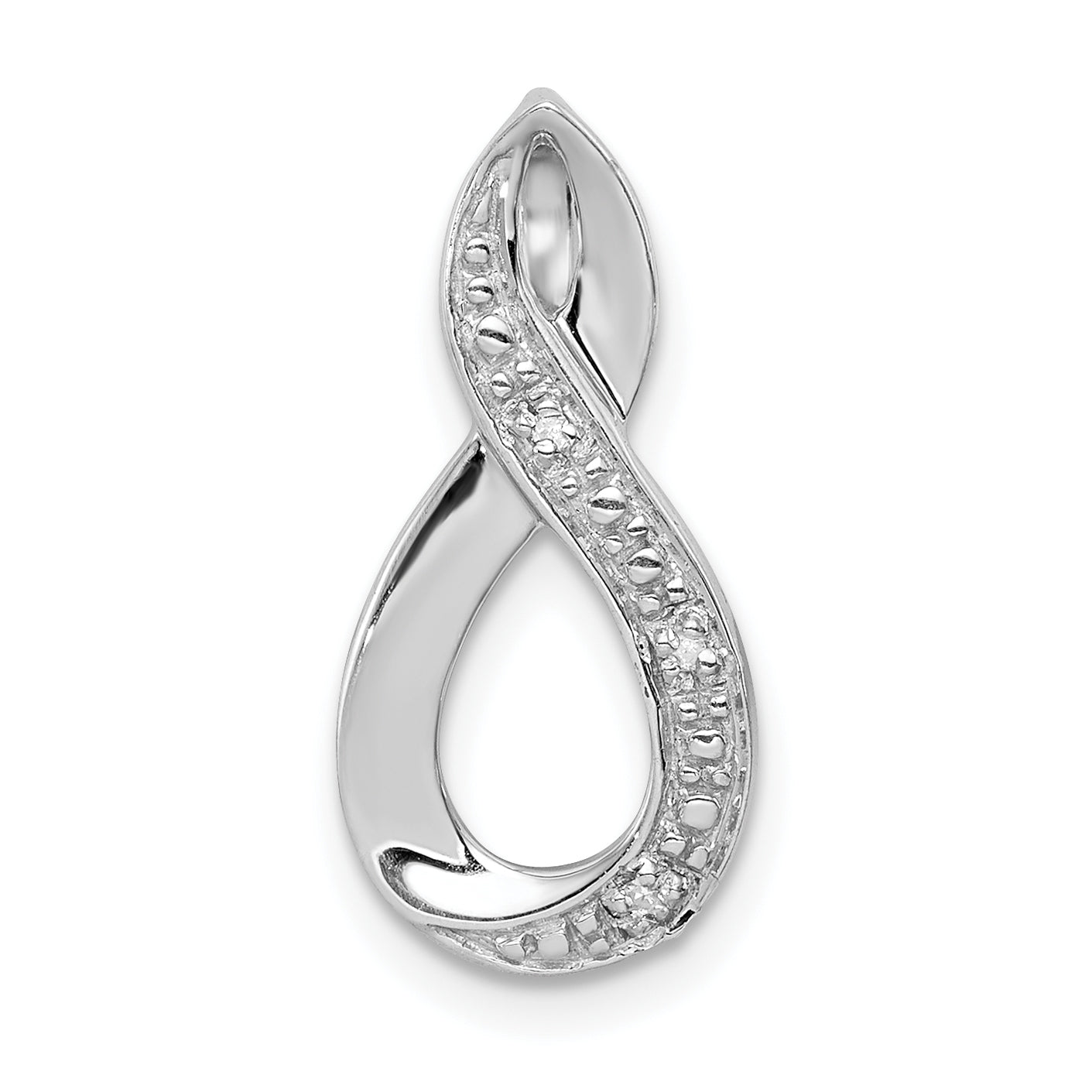 Sterling Silver Rhodium Diamond Figure-8 Chain Slide