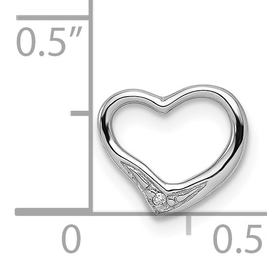 Sterling Silver Rhodium Diamond Floating Heart Pendant