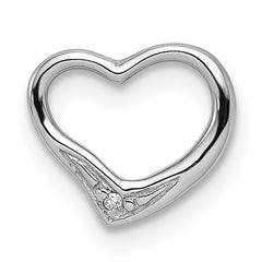 Sterling Silver Rhodium Diamond Floating Heart Pendant