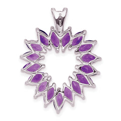 Sterling Silver Rhodium Plated Marquise Amethyst Heart Pendant