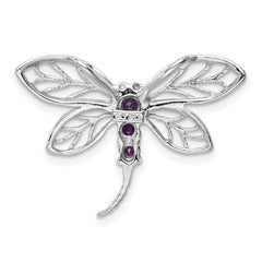 Sterling Silver Rhodium Amethyst Dragonfly Pendant