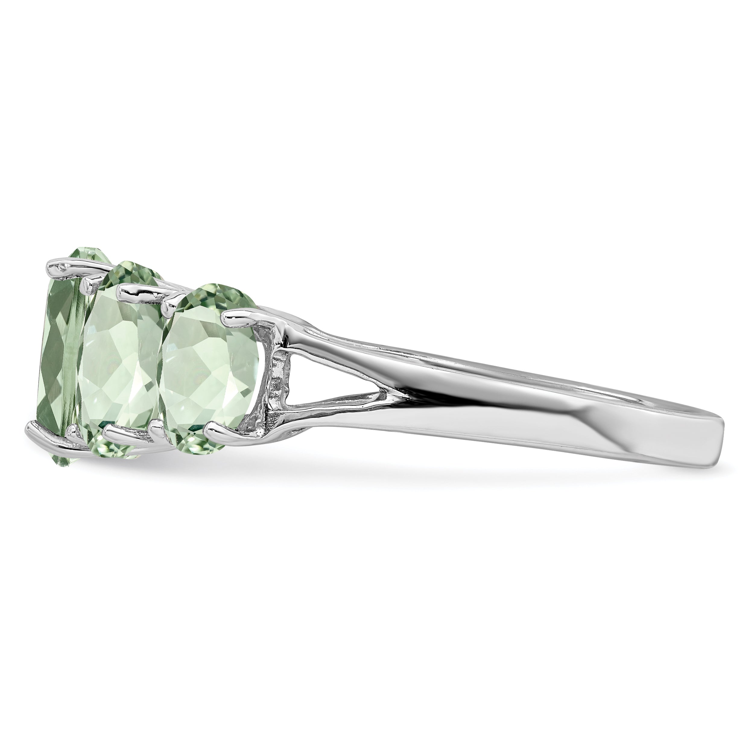 Sterling Silver Rhodium Green Quartz Ring