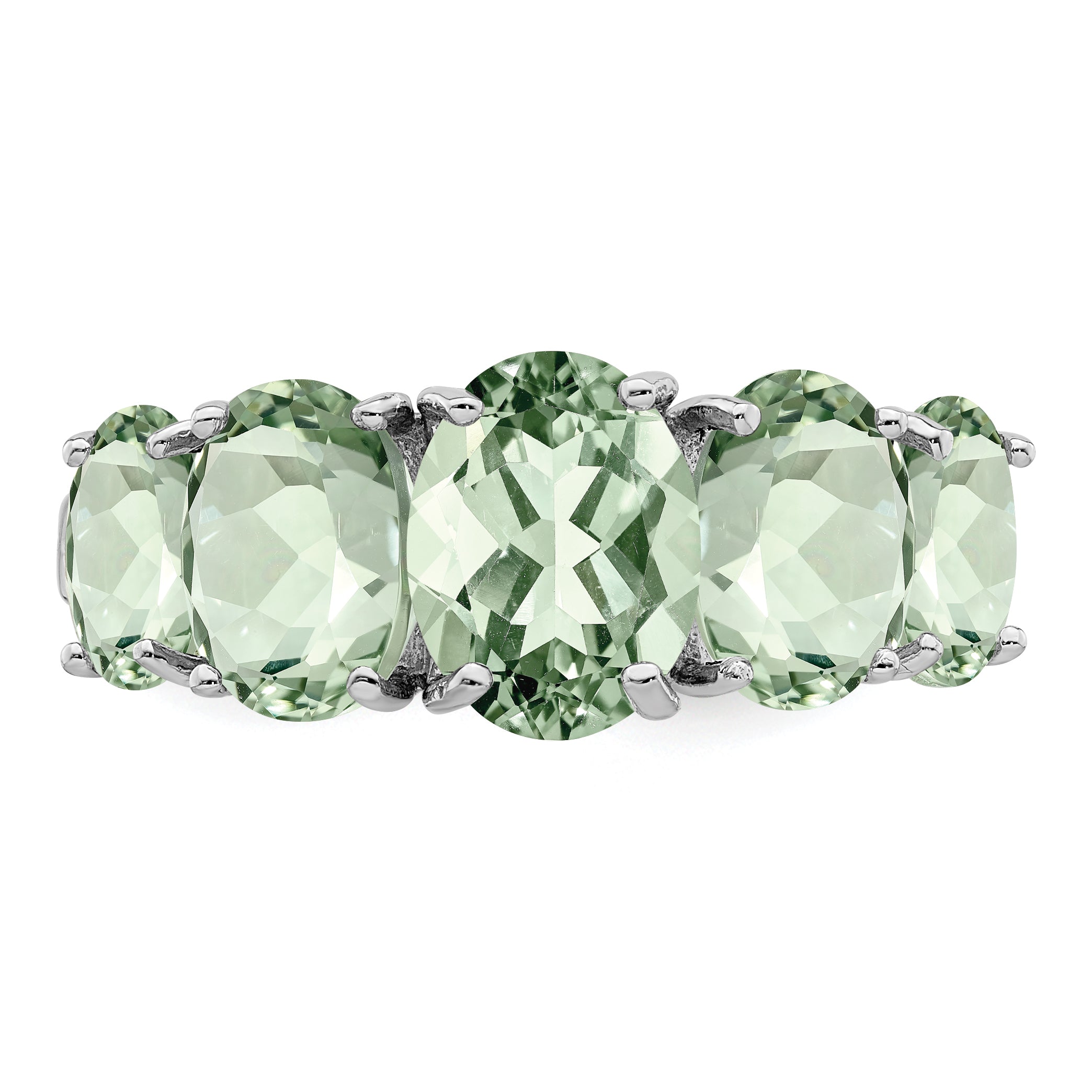 Sterling Silver Rhodium Green Quartz Ring