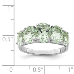 Sterling Silver Rhodium Green Quartz Ring