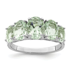 Sterling Silver Rhodium Green Quartz Ring