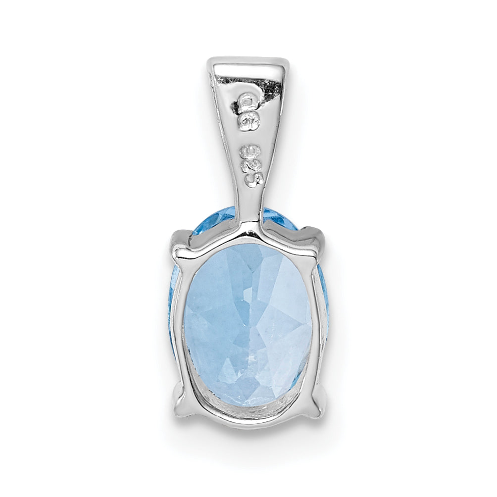 Sterling Silver Rhodium Light Swiss Blue Topaz Pendant