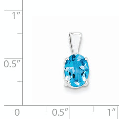 Sterling Silver Rhodium Light Swiss Blue Topaz Pendant