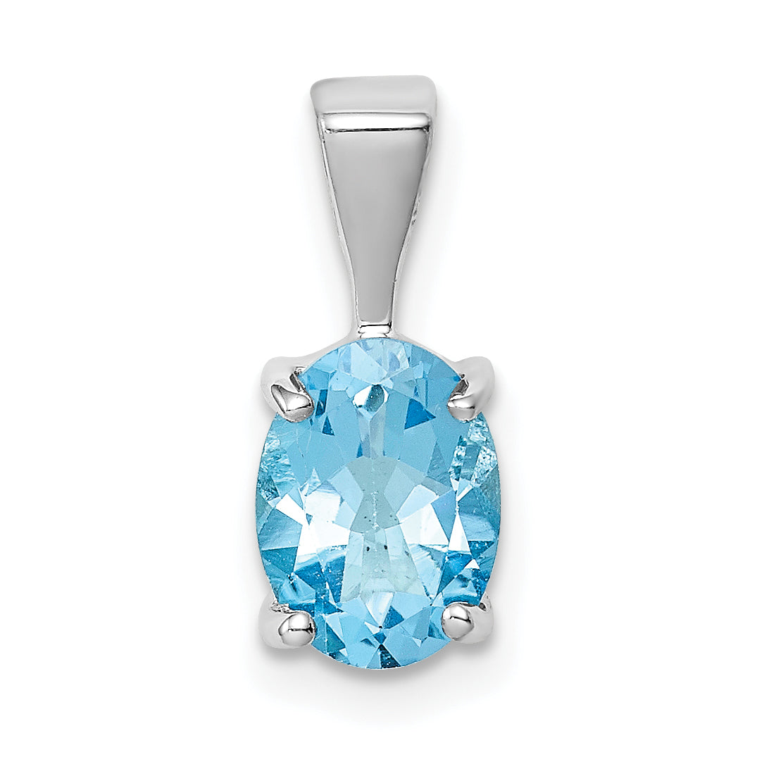 Sterling Silver Rhodium Light Swiss Blue Topaz Pendant