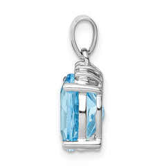 Sterling Silver Rhodium-plated Sky Blue Topaz Diamond Pendant