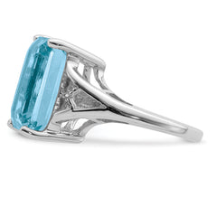 Sterling Silver Rhodium Light Swiss Blue Topaz Ring