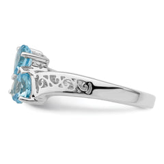 Sterling Silver Rhodium Light Swiss Blue Topaz Heart Ring