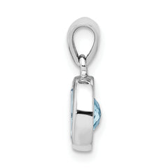 Sterling Silver Rhodium Light Swiss Blue Topaz Pendant