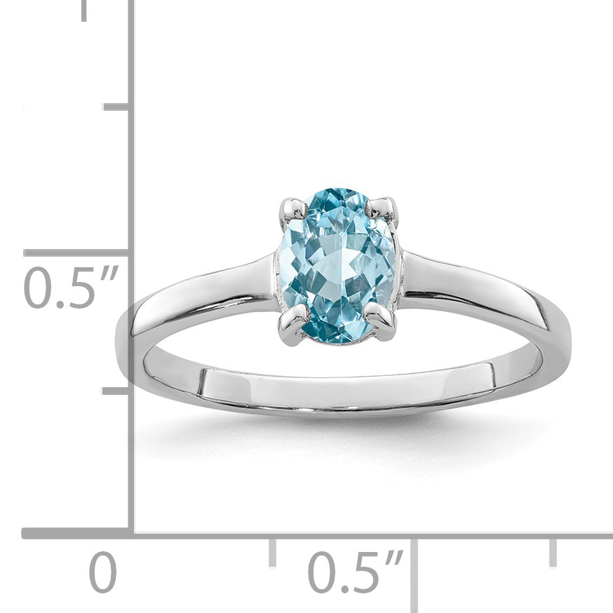 Sterling Silver Rhodium Light Swiss Blue Topaz Ring