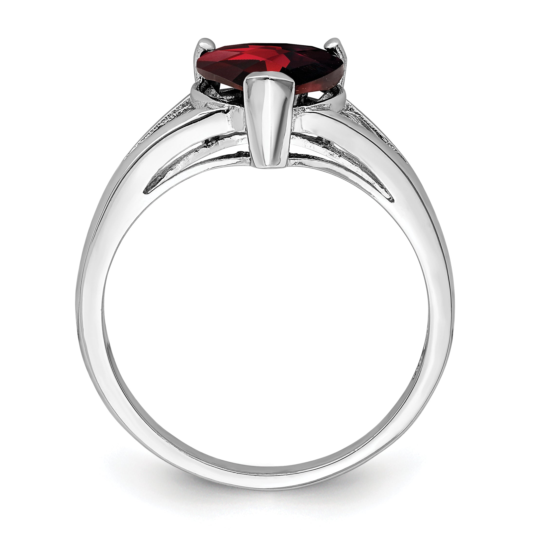 Sterling Silver Rhodium Garnet Ring