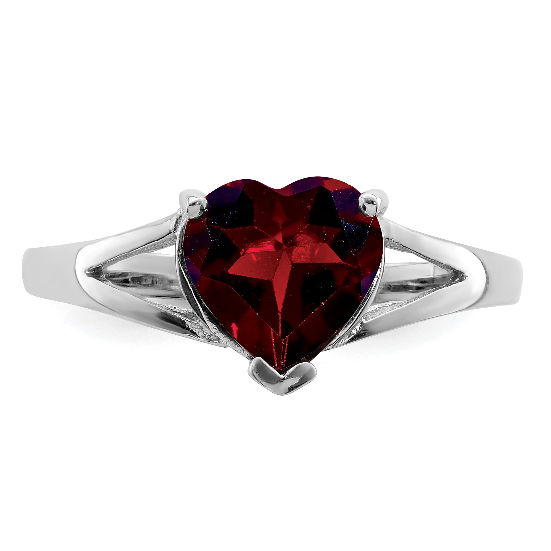 Sterling Silver Rhodium Garnet Ring