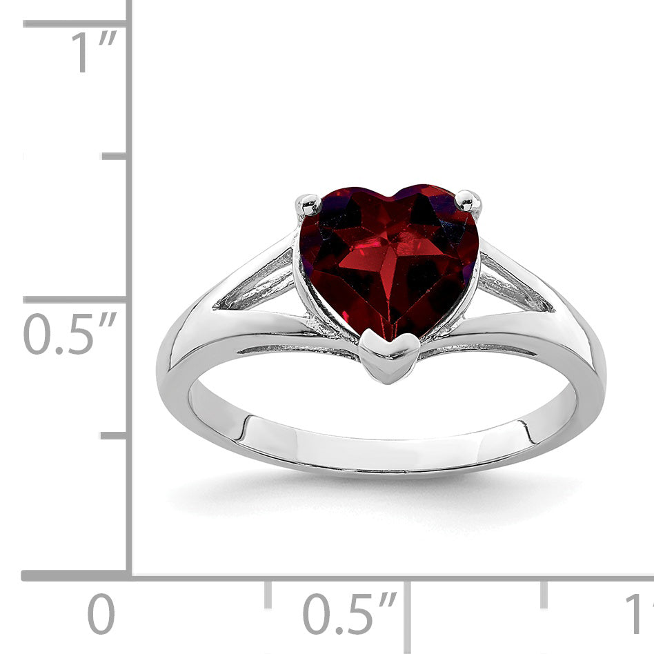 Sterling Silver Rhodium Garnet Ring