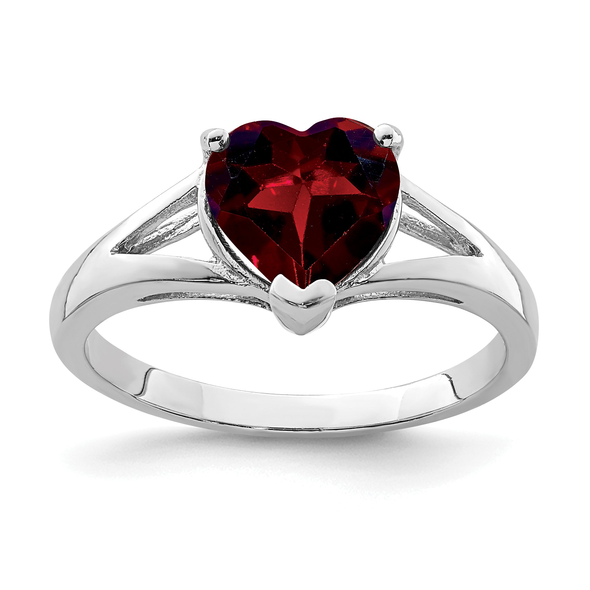 Sterling Silver Rhodium Garnet Ring