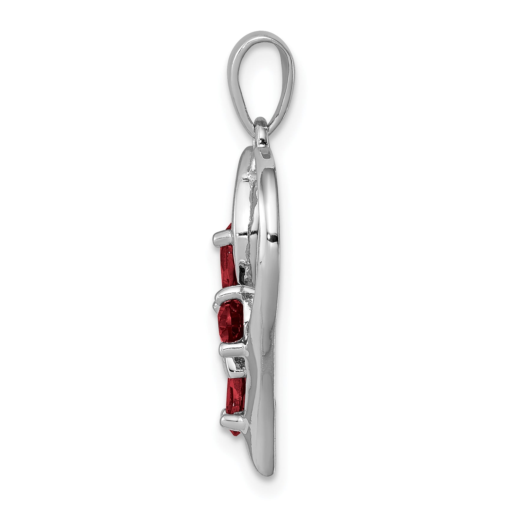 Sterling Silver Rhodium Garnet & Diamond Butterfly Heart Pendant