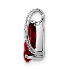 Sterling Silver Rhodium Pear Garnet Pendant