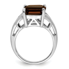 Sterling Silver Rhodium Smoky Quartz Ring