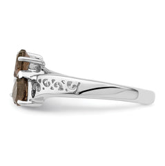 Sterling Silver Rhodium Smoky Quartz Heart Ring