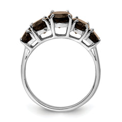 Sterling Silver Rhodium Smoky Quartz Ring