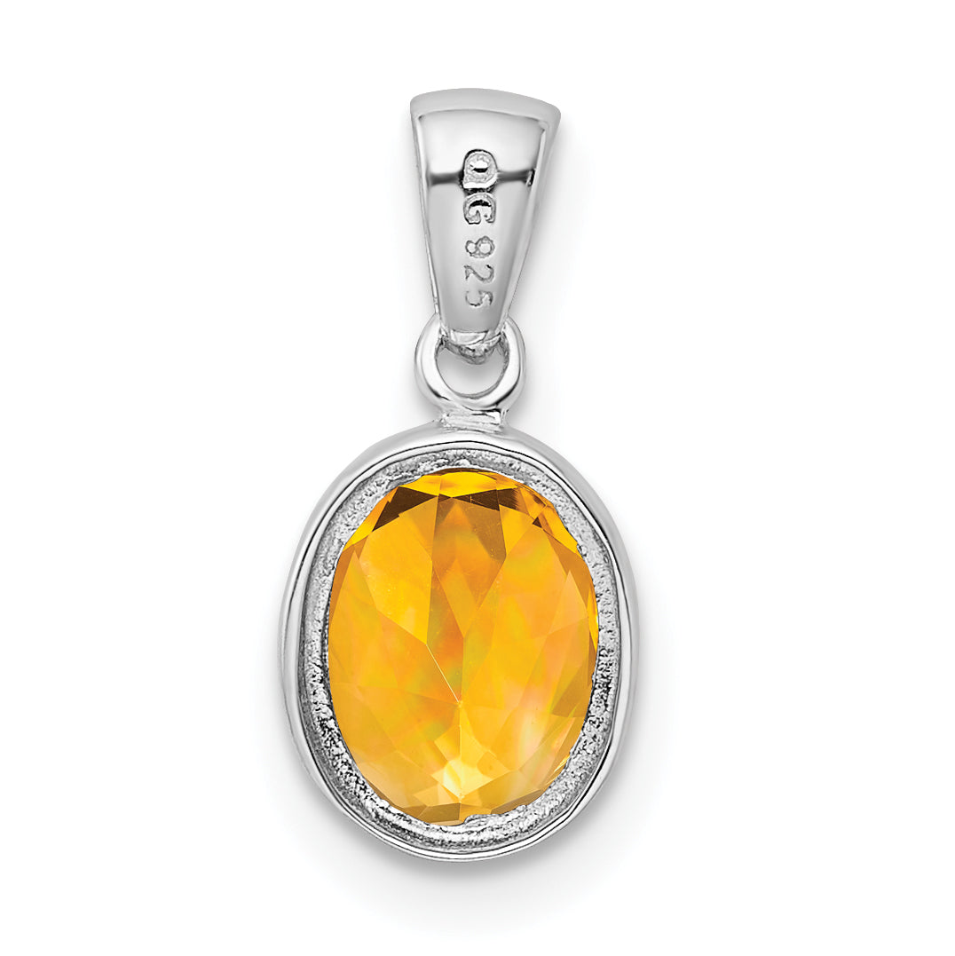 Sterling Silver Rhodium Citrine Pendant