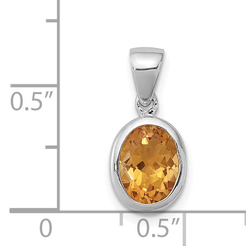 Sterling Silver Rhodium Citrine Pendant